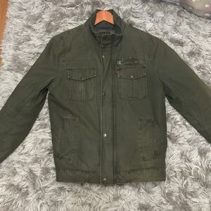 Levi’s Sherpa Lined Olive Green Cotton Military Jacket size Small